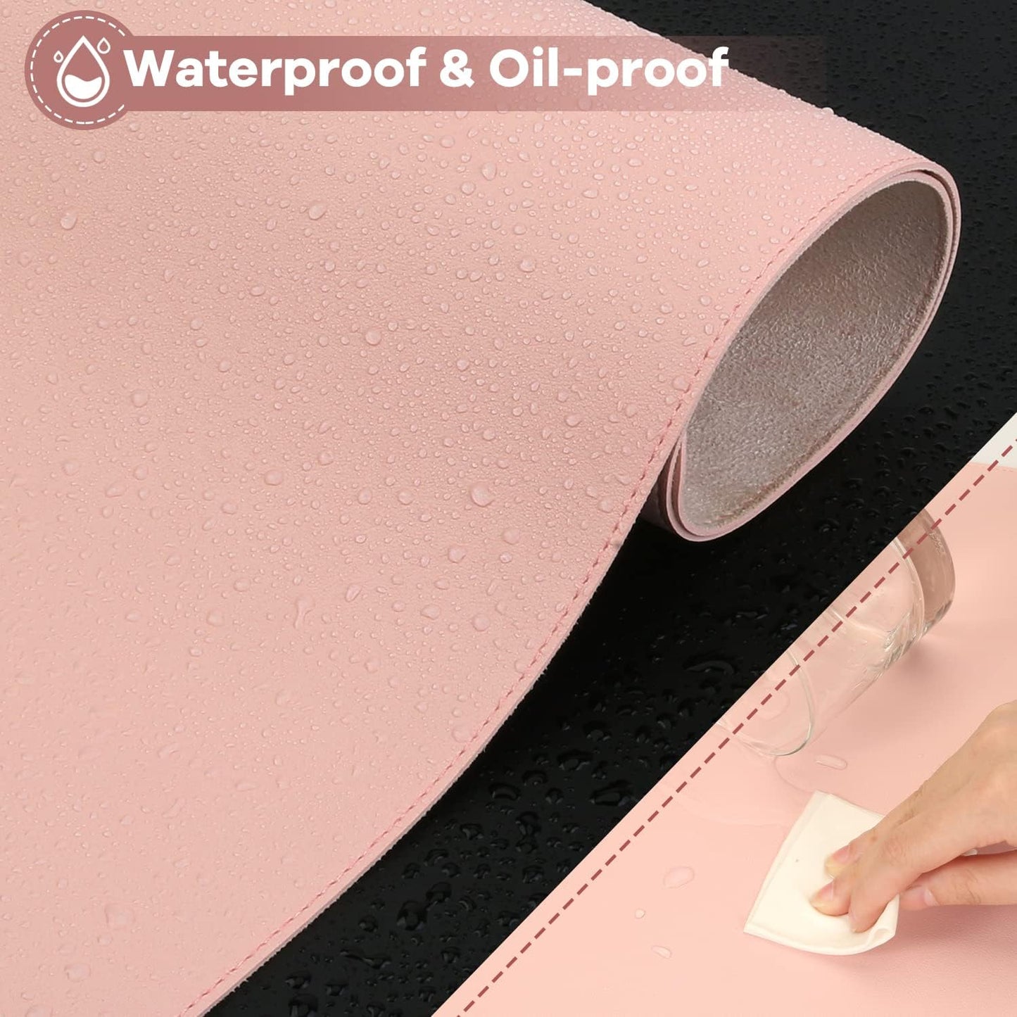 Desk Protector Waterproof Desk Pad Premium PU Leather Colour Pastel Pink 80 x 40