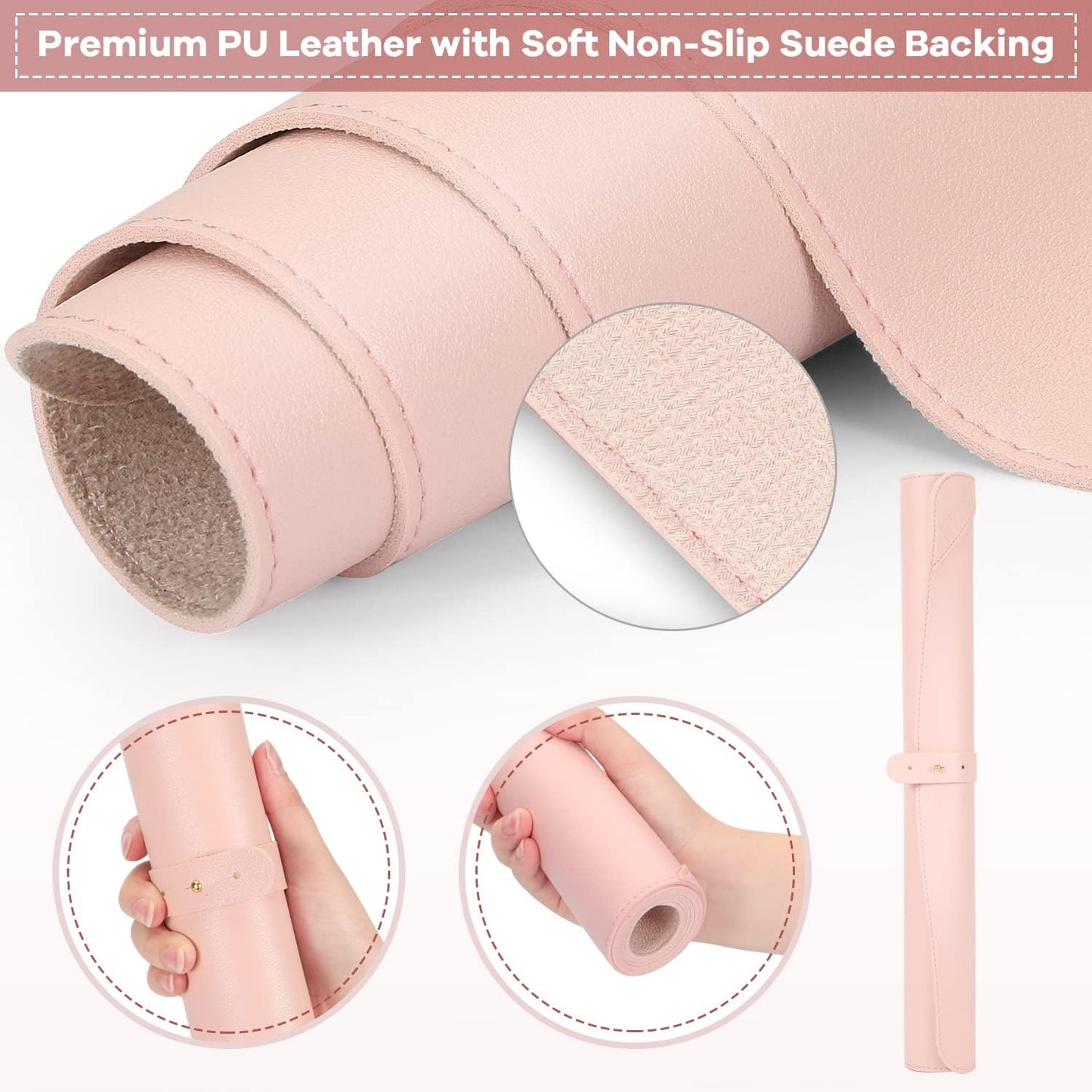 Desk Protector Waterproof Desk Pad Premium PU Leather Colour Pastel Pink 80 x 40