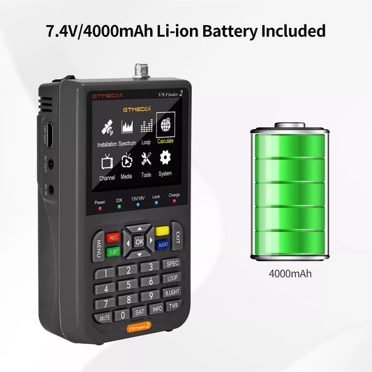 GTMedia V8 Finder2 3.5" LCD Satellite Finder Signal Meter Built - in Battery 1080P - Find your Satellite Signal - Freesat Spares