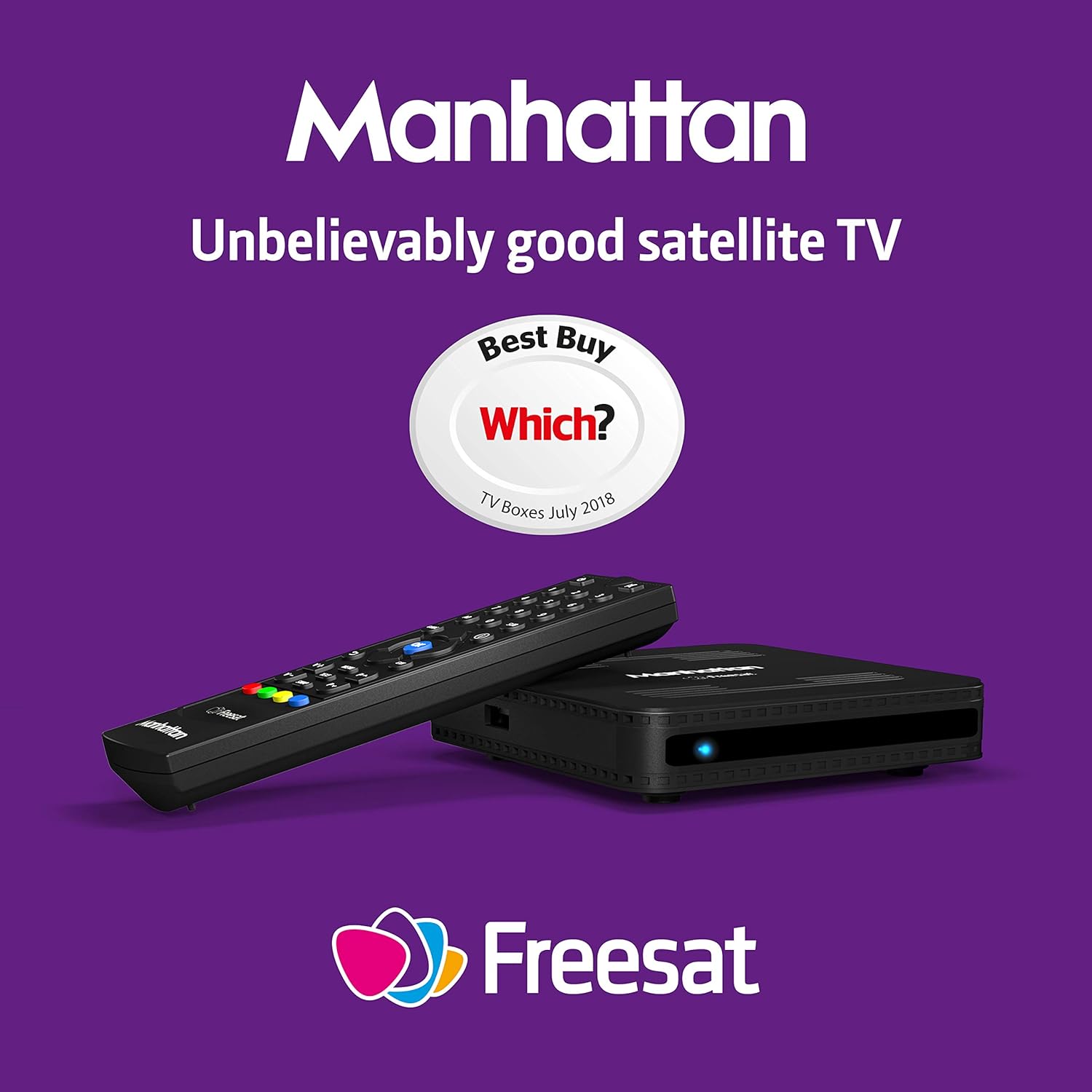 Manhattan SX Freesat TV Digital Receiver HD Mini Box, Black - Freesat Spares