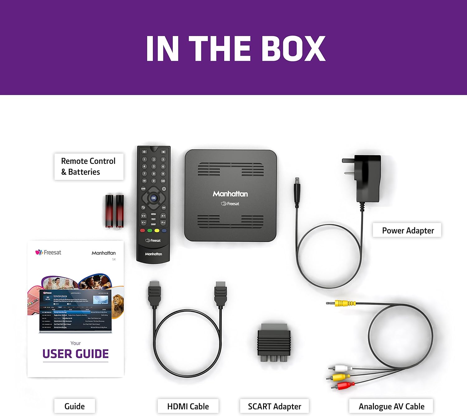 Manhattan SX Freesat TV Digital Receiver HD Mini Box, Black - Freesat Spares