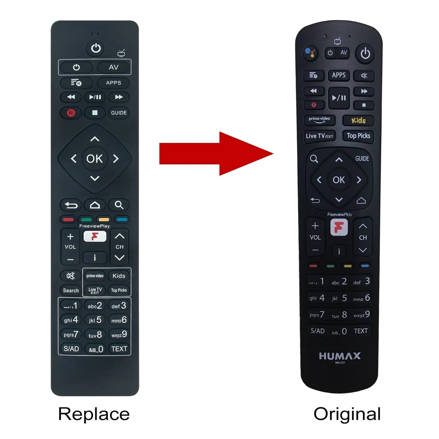 Replacement HUMAX RM - C01 REMOTE CONTROL AURA PVR - Freesat Spares