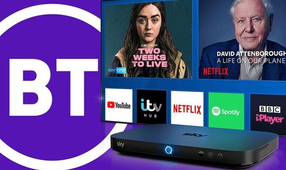 Youview & BT TV Pro Boxes with apps like Netflix, ITV Hub, Spotify, and BBC iPlayer displayed on screen