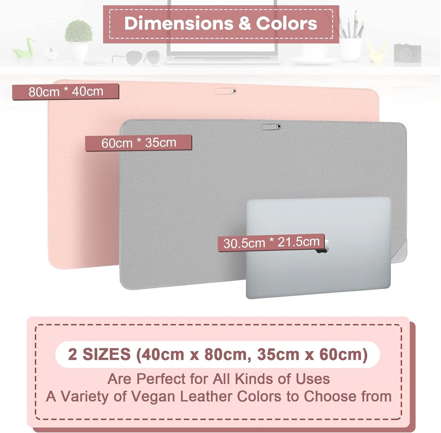 Desk Protector Waterproof Desk Pad Premium PU Leather Colour Titanium Silver