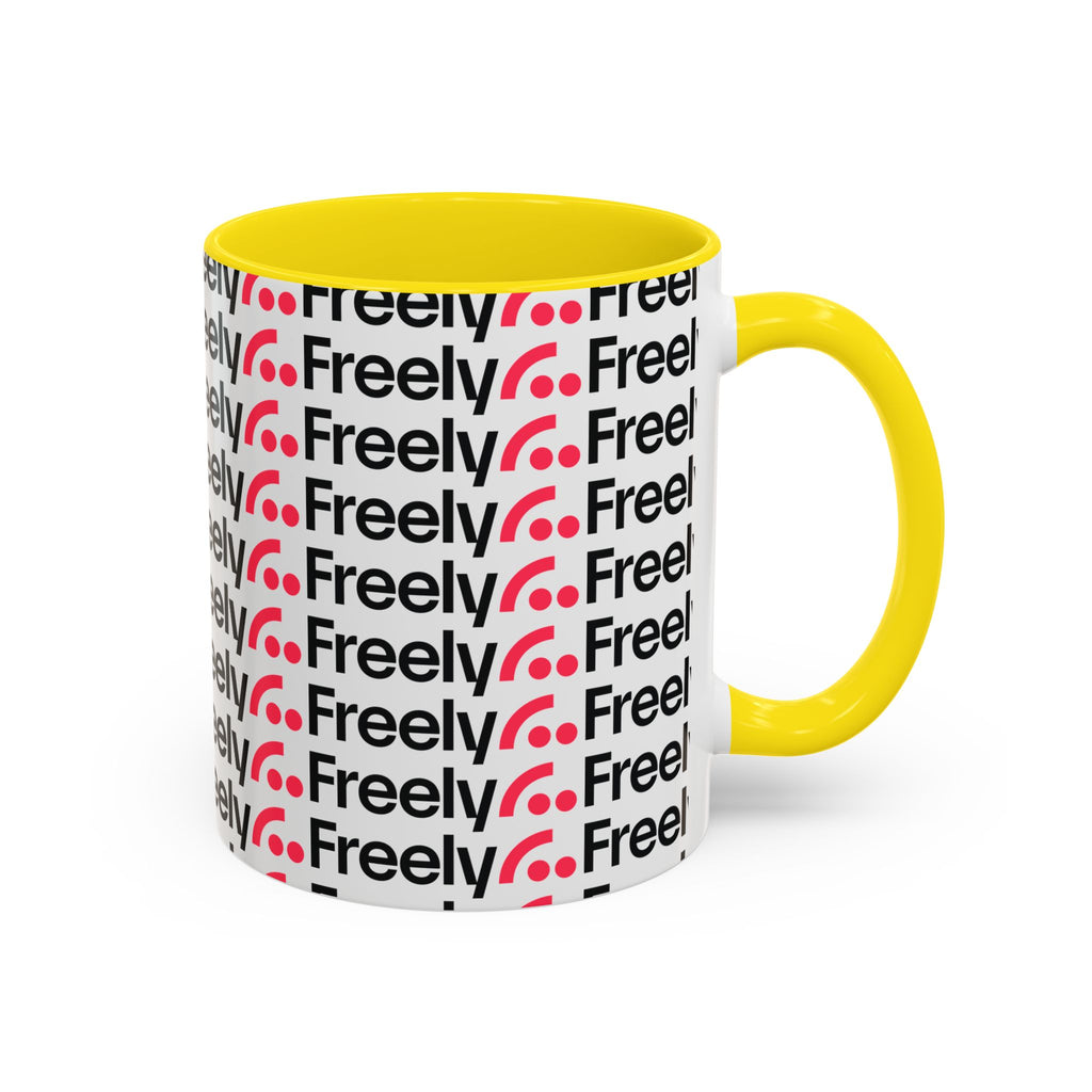 Freely UK TV Pattern Accent Coffee Mug — 11/15oz Repeating Logo Ceramic Mug