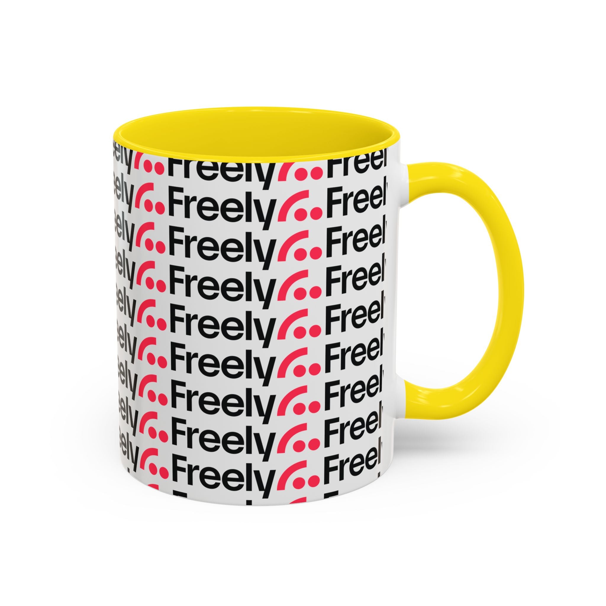Freely UK TV Pattern Accent Coffee Mug — 11/15oz Repeating Logo Ceramic Mug