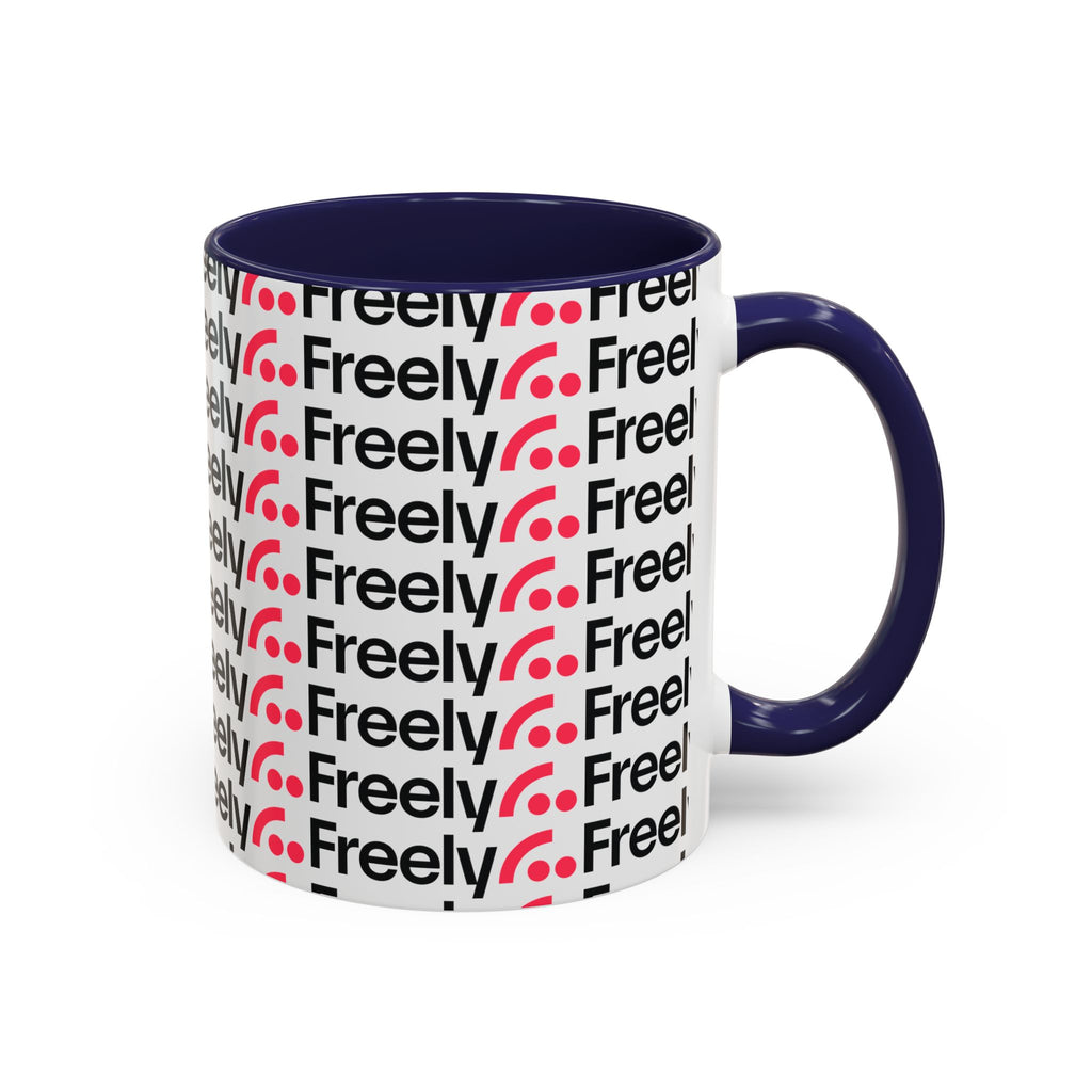 Freely UK TV Pattern Accent Coffee Mug — 11/15oz Repeating Logo Ceramic Mug