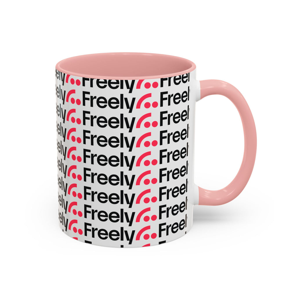 Freely UK TV Pattern Accent Coffee Mug — 11/15oz Repeating Logo Ceramic Mug