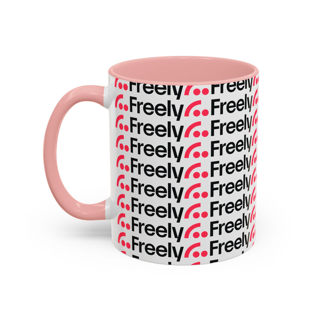 Freely UK TV Pattern Accent Coffee Mug — 11/15oz Repeating Logo Ceramic Mug