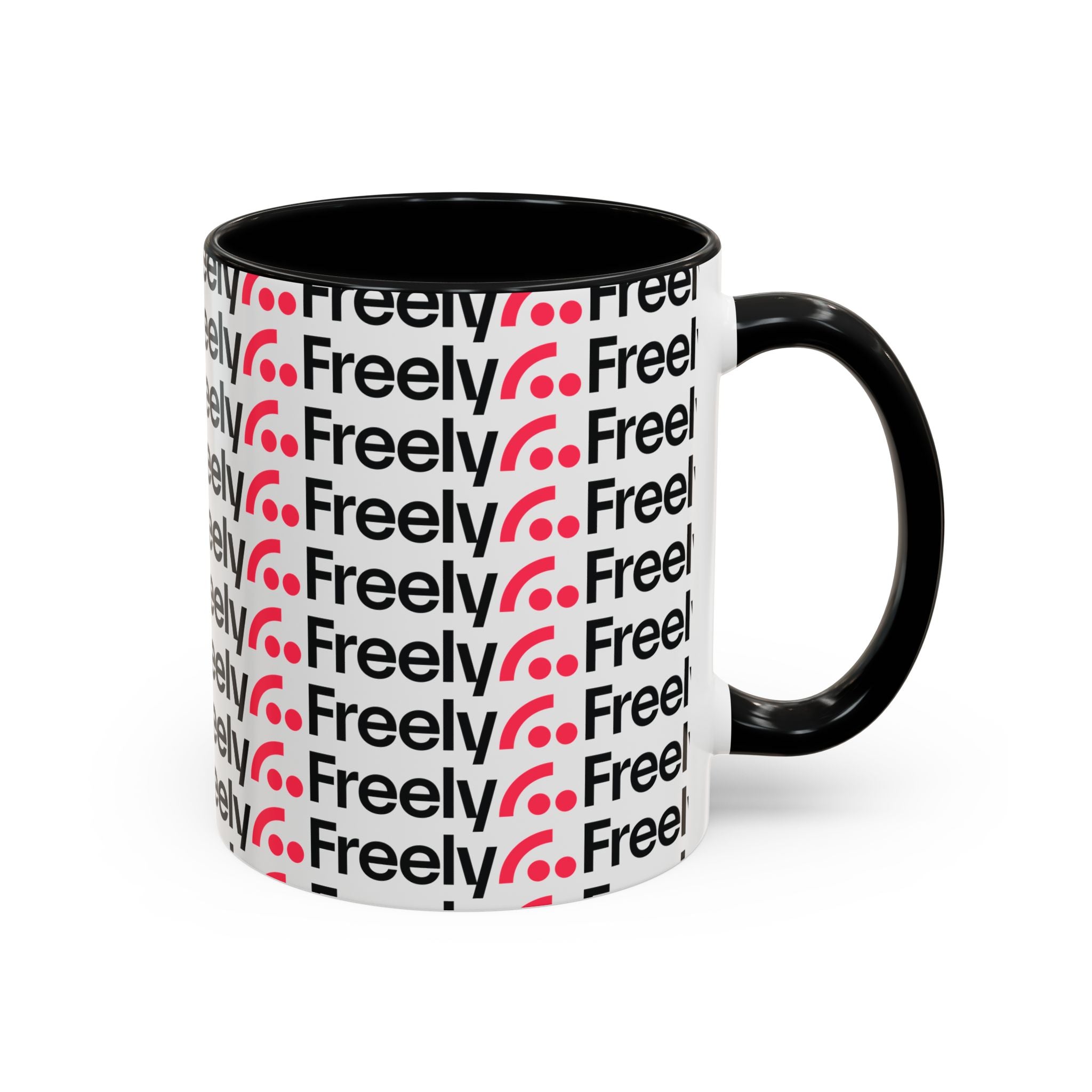Freely UK TV Pattern Accent Coffee Mug — 11/15oz Repeating Logo Ceramic Mug
