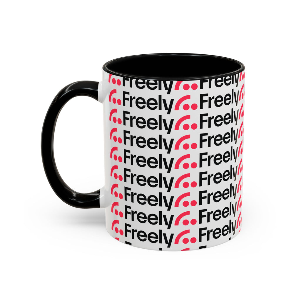 Freely UK TV Pattern Accent Coffee Mug — 11/15oz Repeating Logo Ceramic Mug