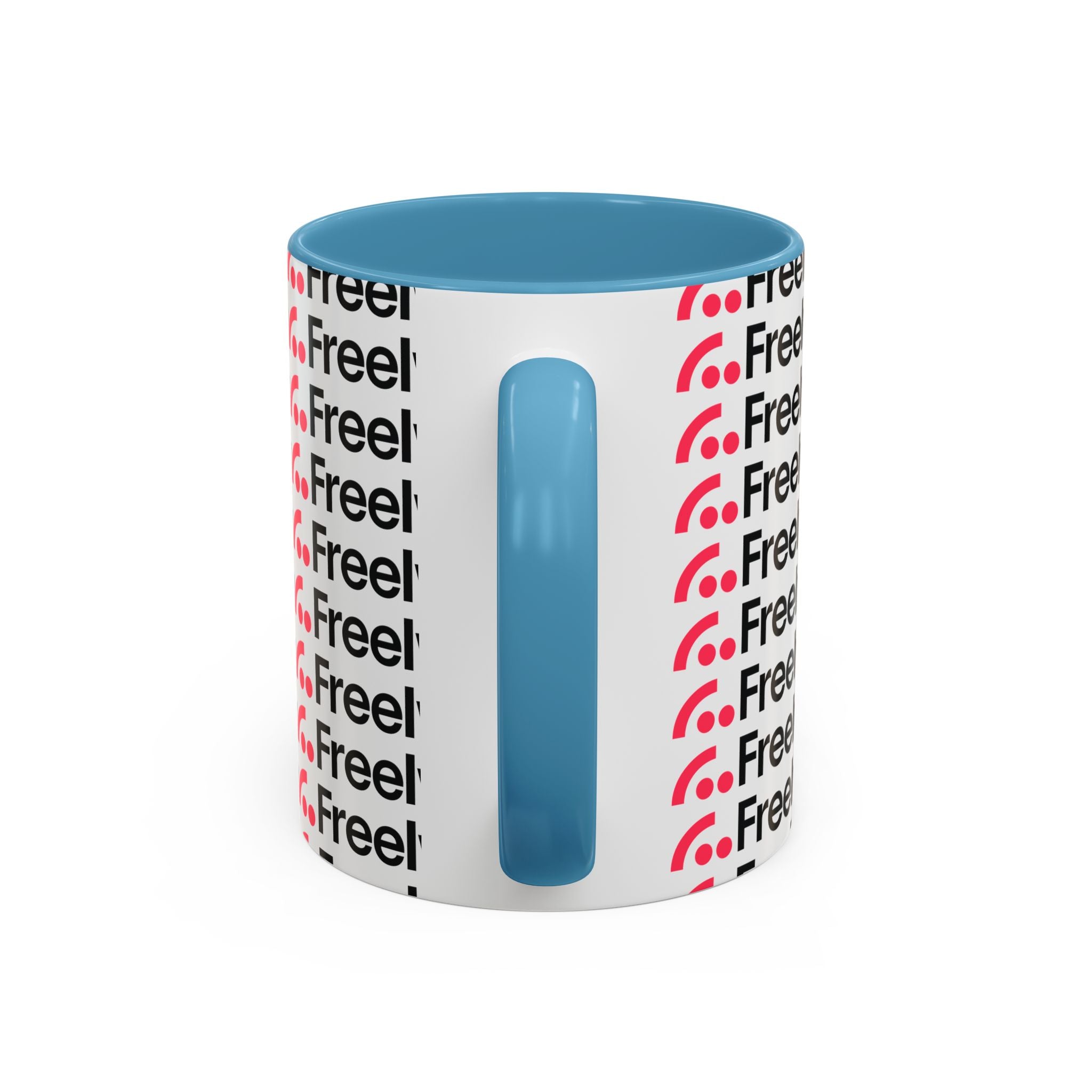 Freely UK TV Pattern Accent Coffee Mug — 11/15oz Repeating Logo Ceramic Mug