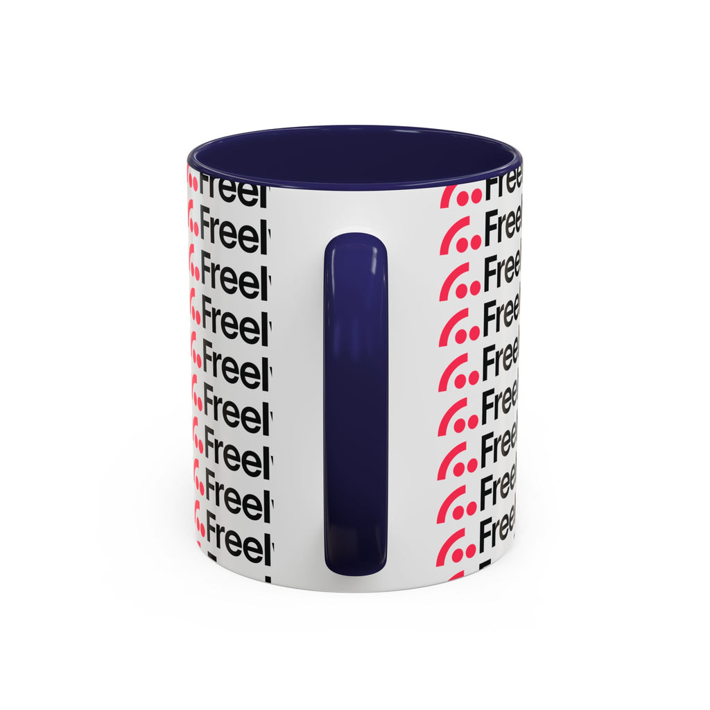 Freely UK TV Pattern Accent Coffee Mug — 11/15oz Repeating Logo Ceramic Mug