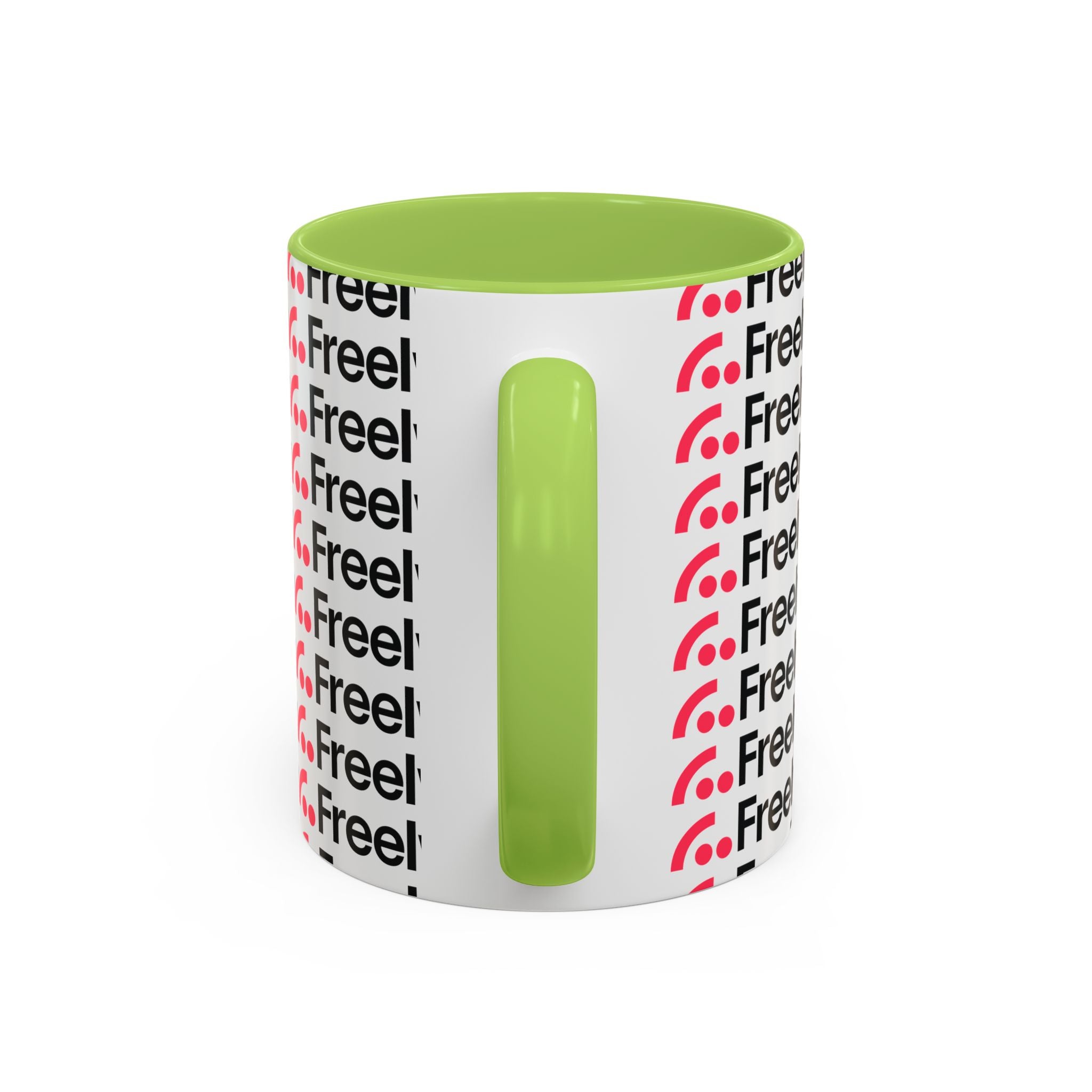 Freely UK TV Pattern Accent Coffee Mug — 11/15oz Repeating Logo Ceramic Mug
