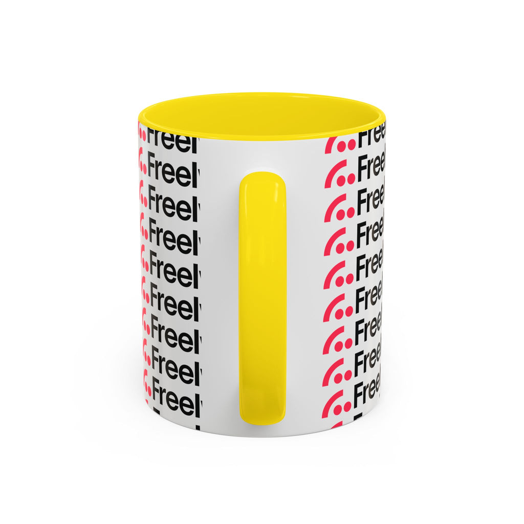 Freely UK TV Pattern Accent Coffee Mug — 11/15oz Repeating Logo Ceramic Mug