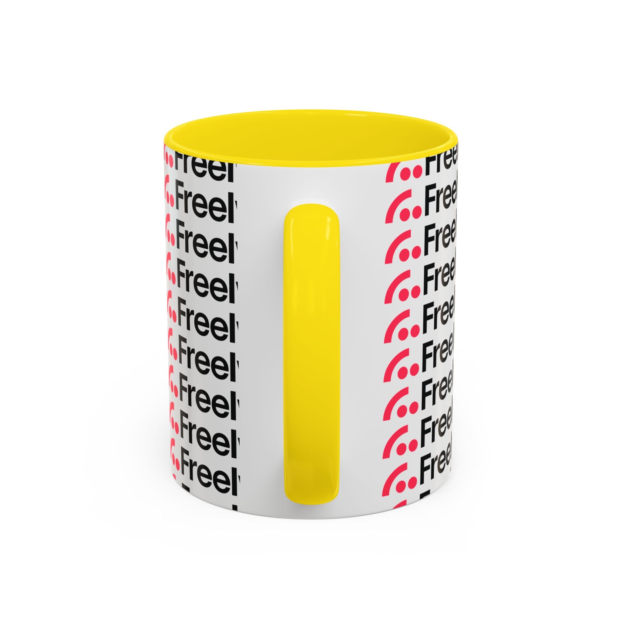 Freely UK TV Pattern Accent Coffee Mug — 11/15oz Repeating Logo Ceramic Mug