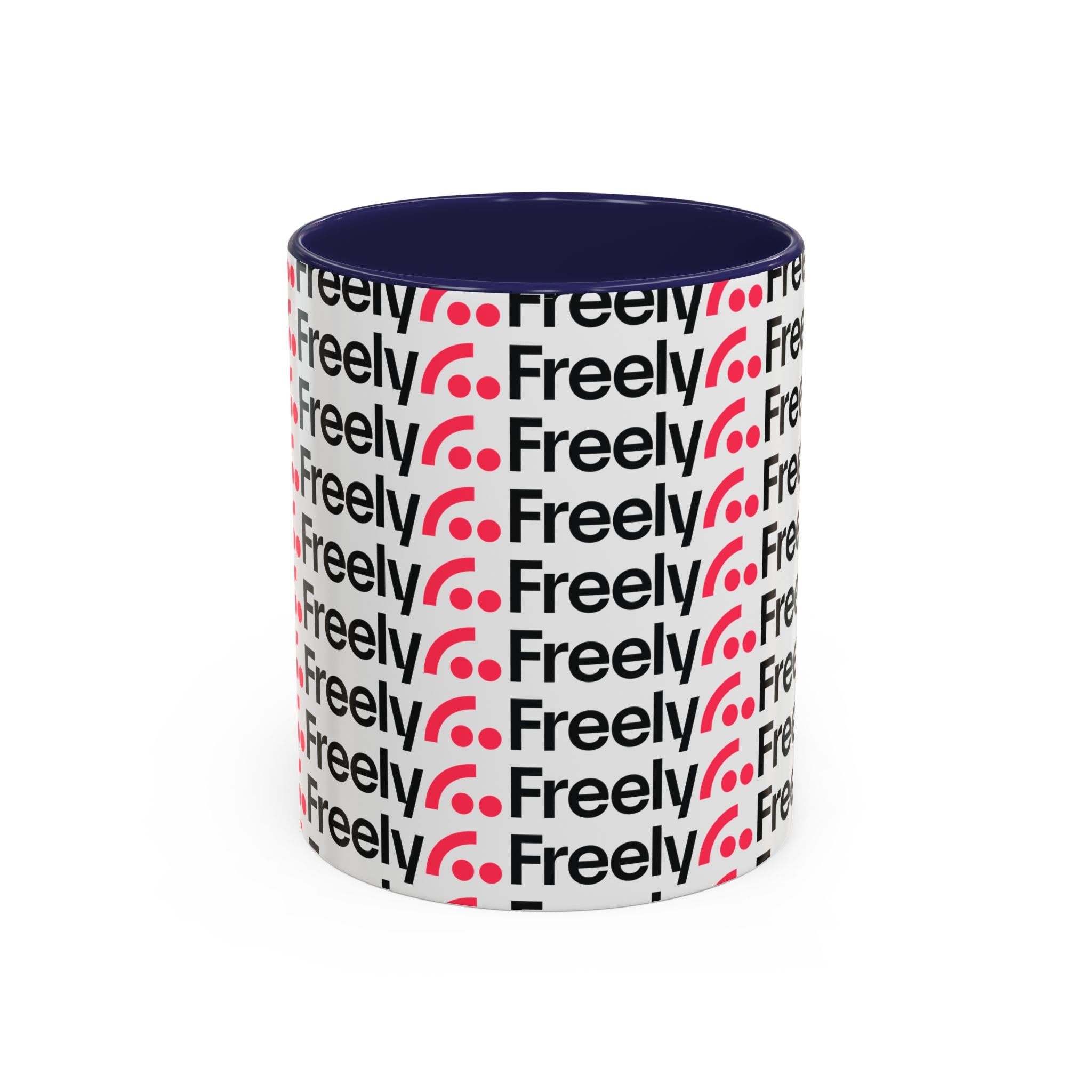 Freely UK TV Pattern Accent Coffee Mug — 11/15oz Repeating Logo Ceramic Mug