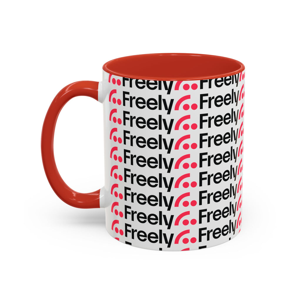 Freely UK TV Pattern Accent Coffee Mug — 11/15oz Repeating Logo Ceramic Mug