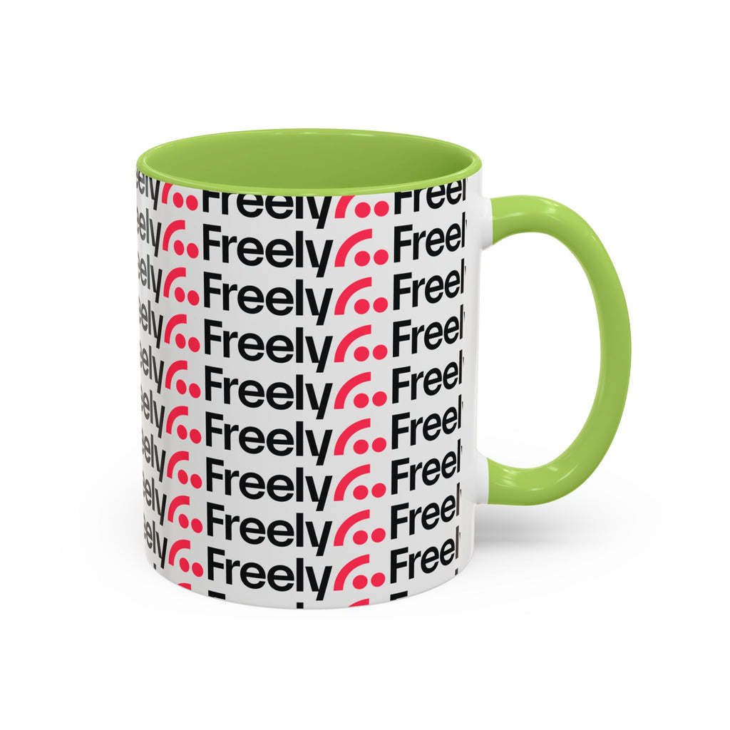 Freely UK TV Pattern Accent Coffee Mug — 11/15oz Repeating Logo Ceramic Mug