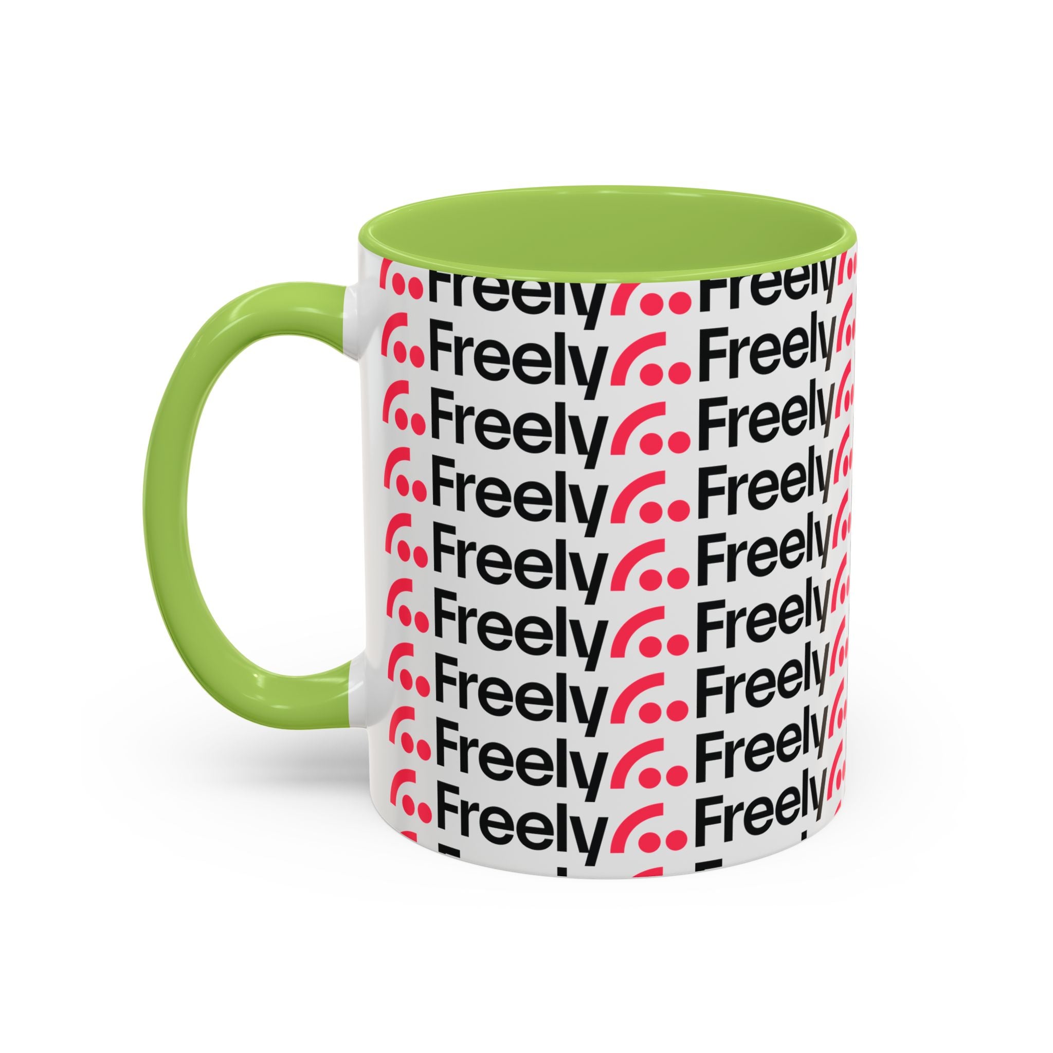 Freely UK TV Pattern Accent Coffee Mug — 11/15oz Repeating Logo Ceramic Mug
