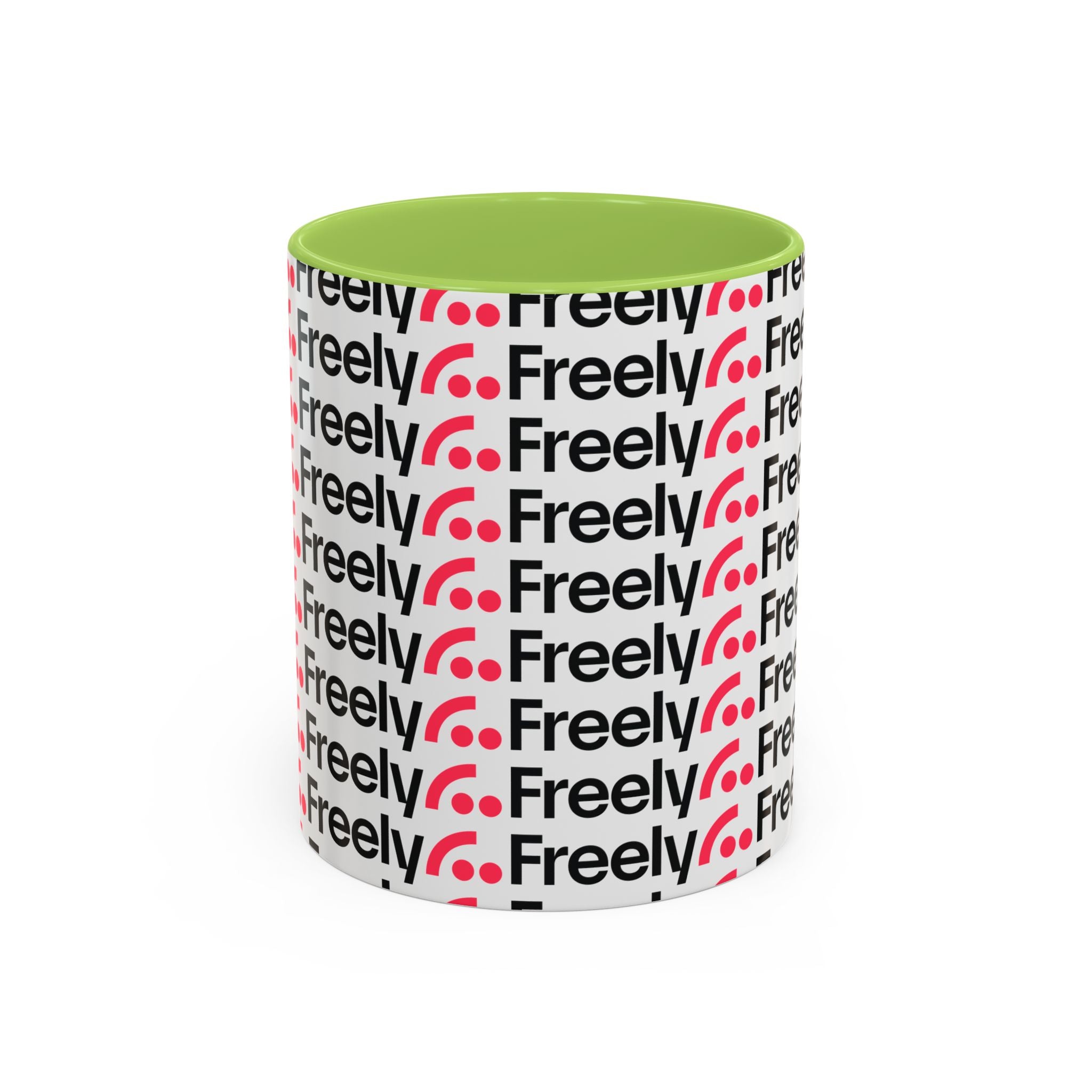 Freely UK TV Pattern Accent Coffee Mug — 11/15oz Repeating Logo Ceramic Mug