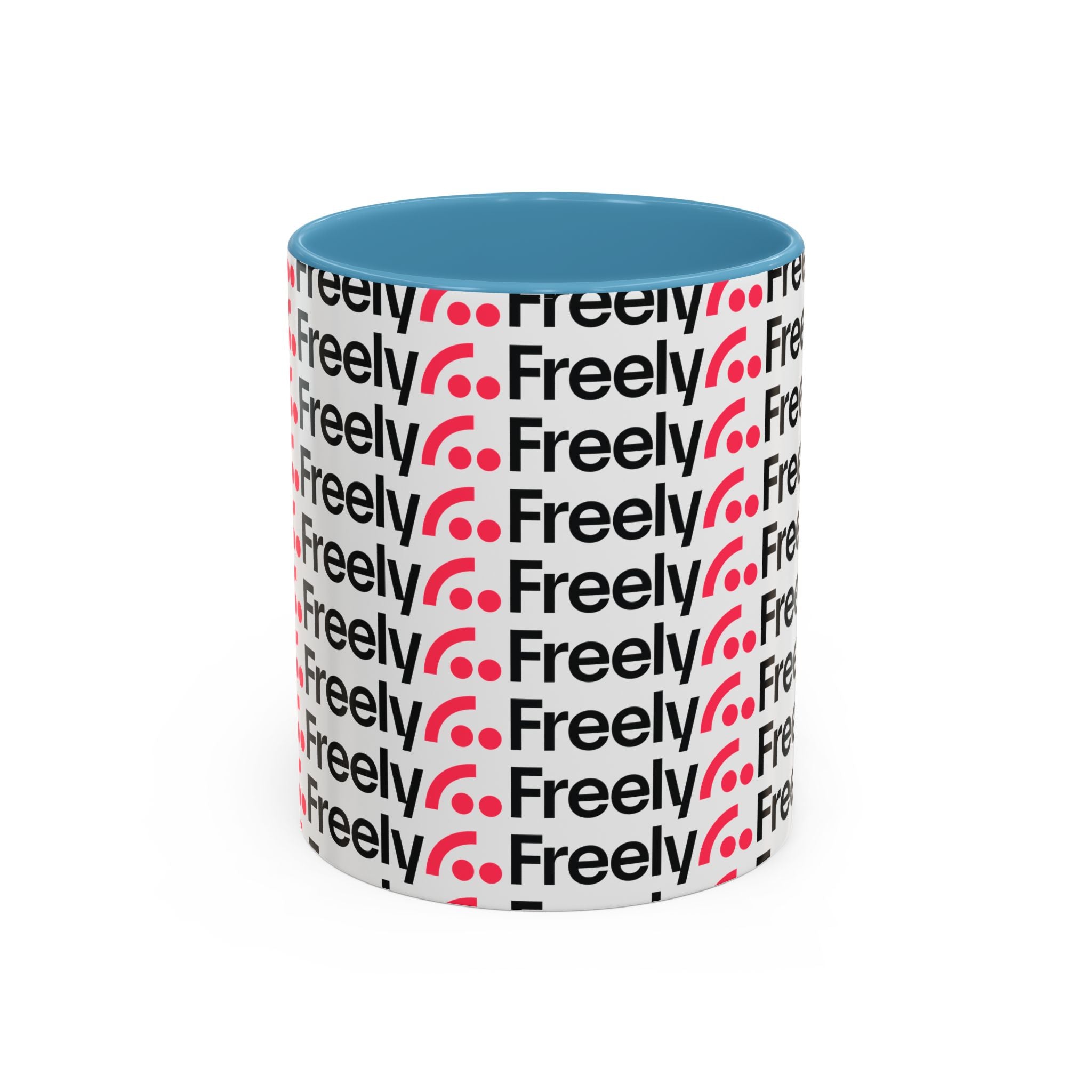 Freely UK TV Pattern Accent Coffee Mug — 11/15oz Repeating Logo Ceramic Mug