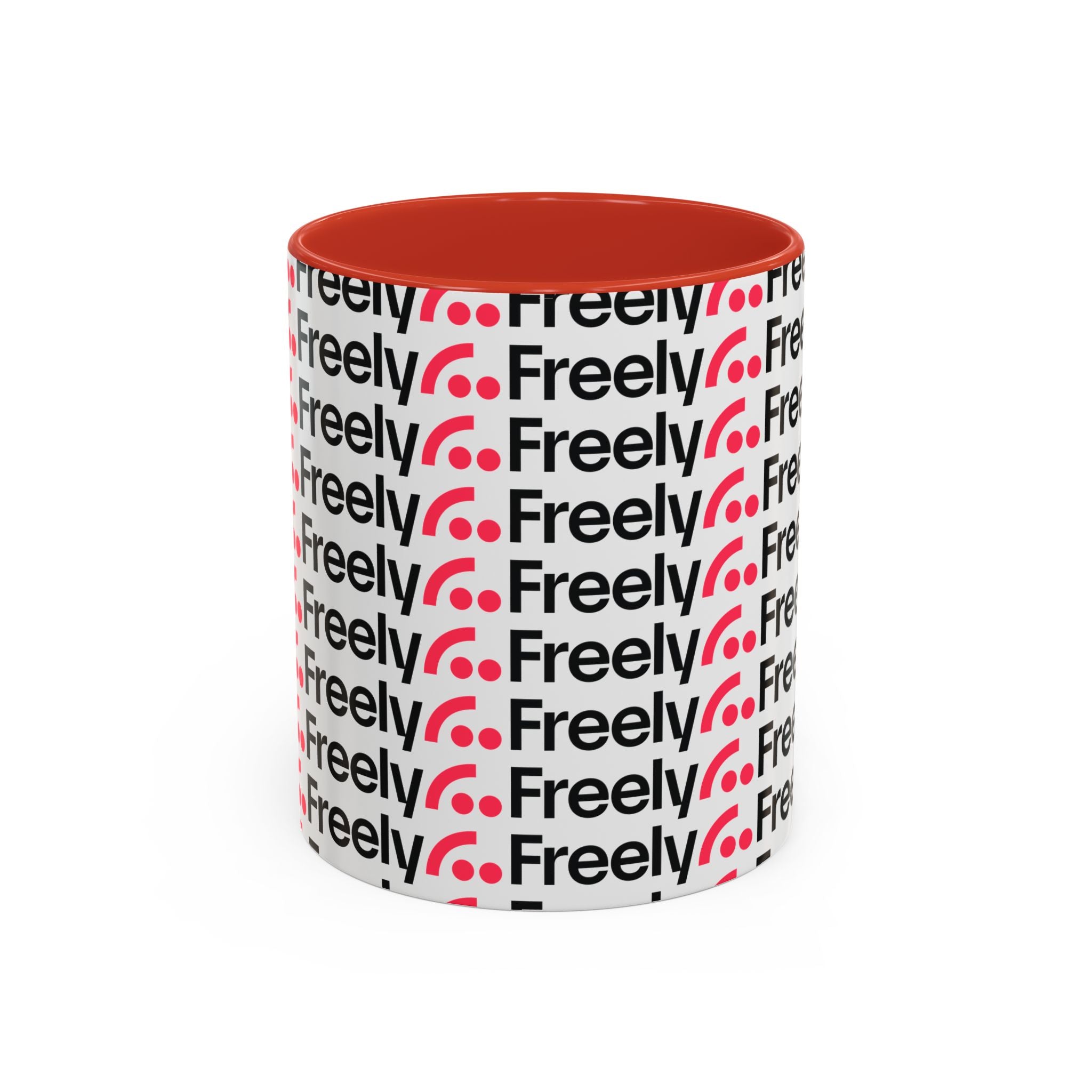 Freely UK TV Pattern Accent Coffee Mug — 11/15oz Repeating Logo Ceramic Mug