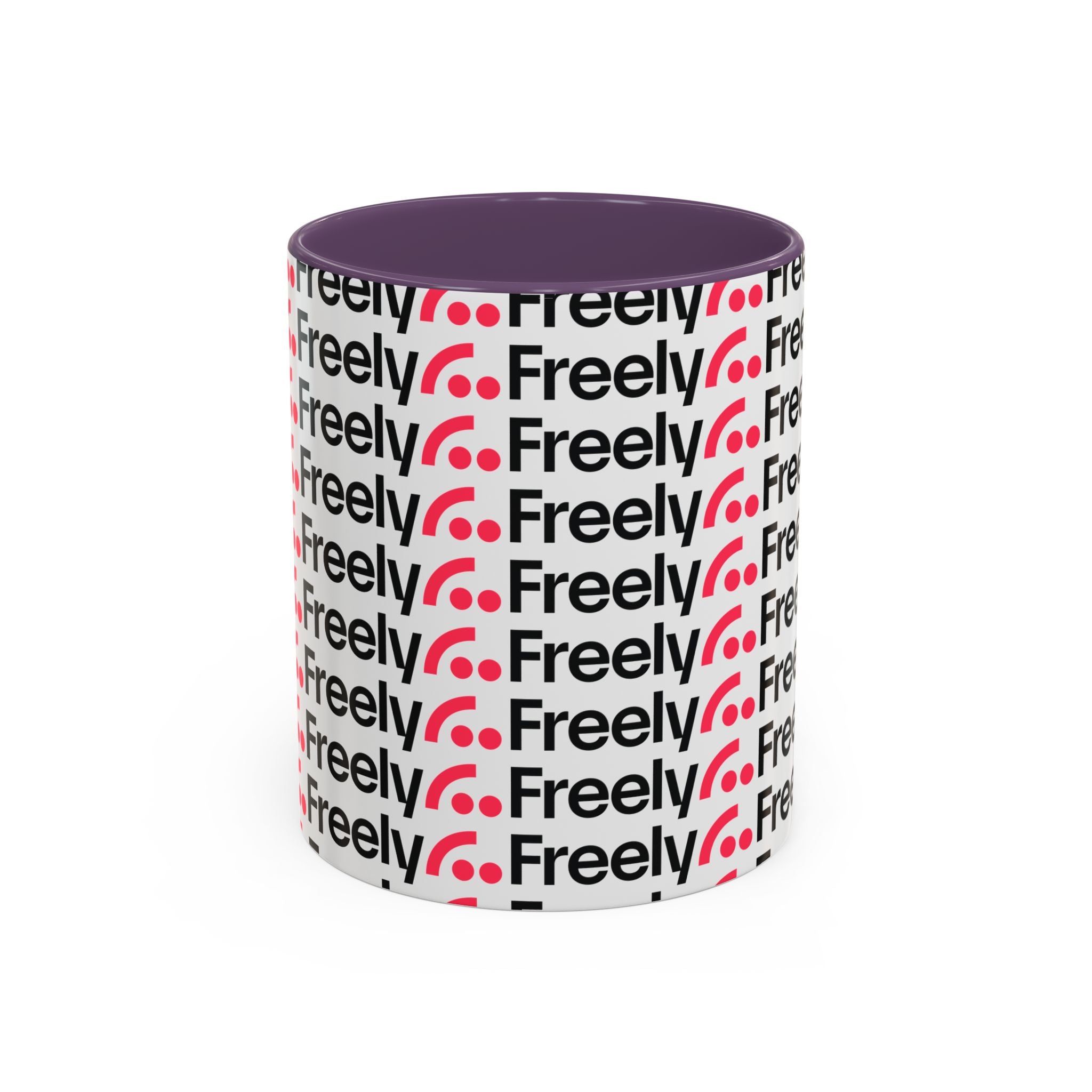 Freely UK TV Pattern Accent Coffee Mug — 11/15oz Repeating Logo Ceramic Mug