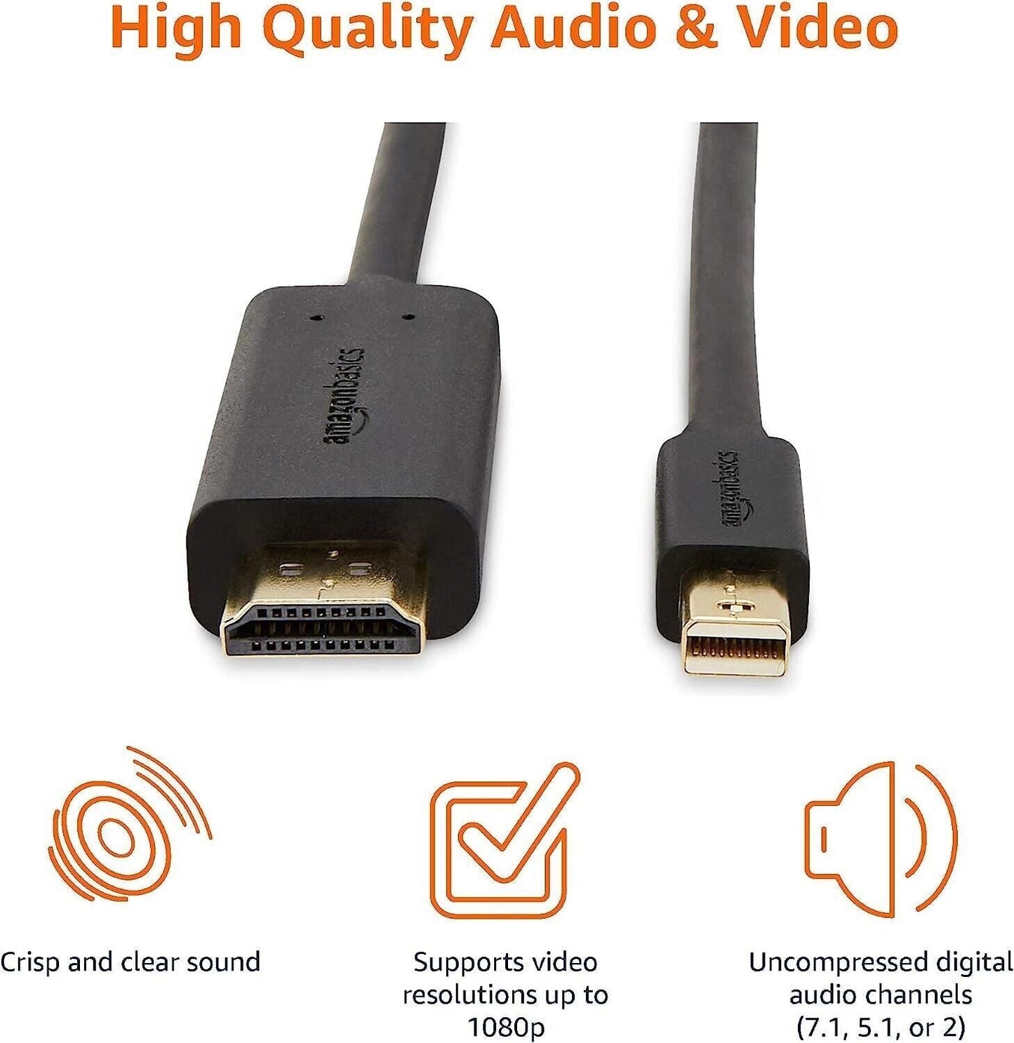 Mini DisplayPort to HDMI Cable Works With MacBook, MS Surface Dock 0.9m/3ft