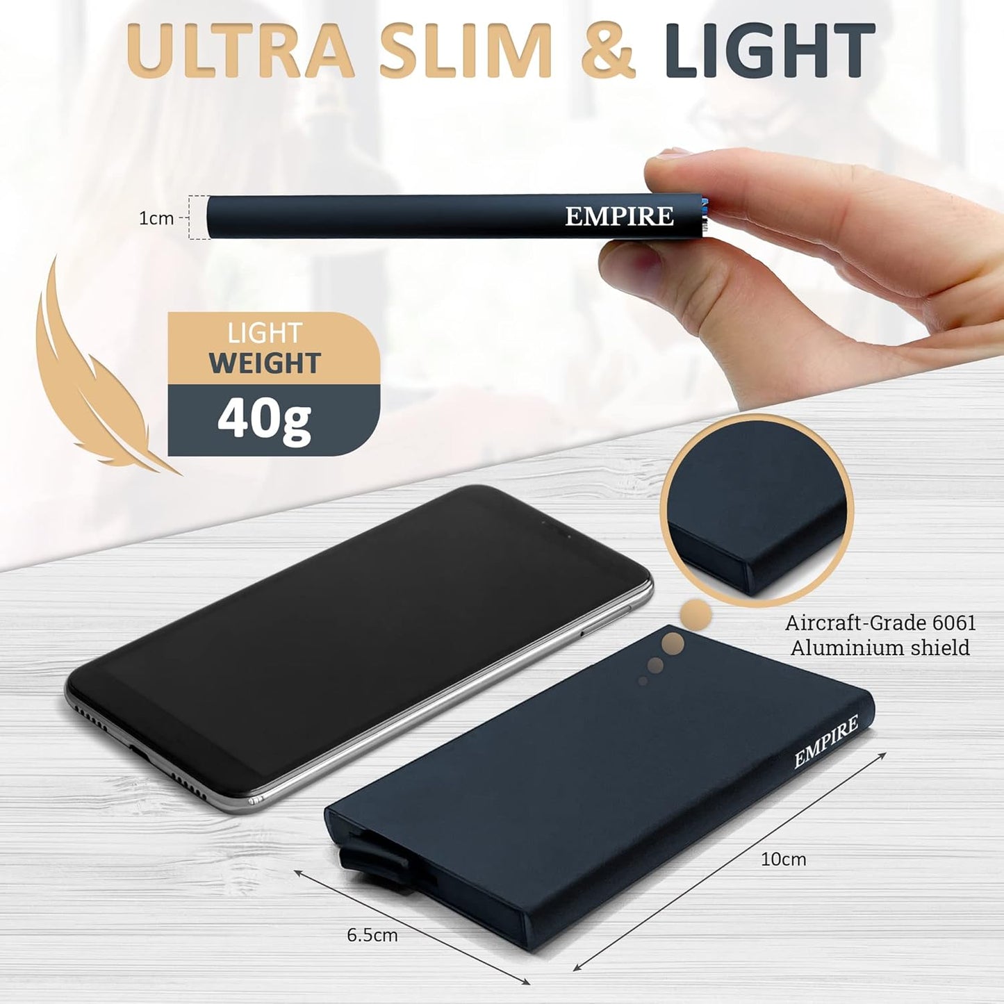 Empire Stealth Wallet Premium Smart Minimalist Card Holder RFID & NFC Blocker