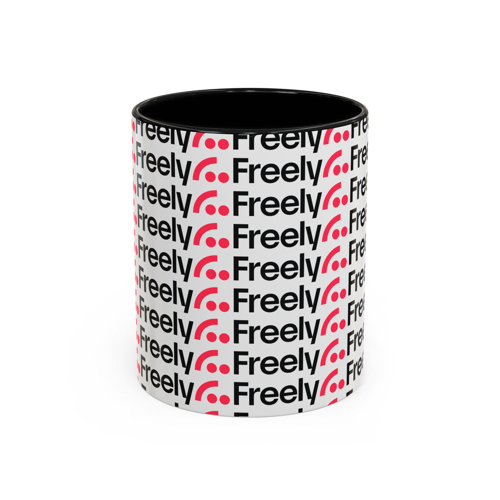 Freely UK TV Pattern Accent Coffee Mug — 11/15oz Repeating Logo Ceramic Mug