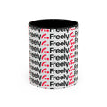 Freely UK TV Pattern Accent Coffee Mug — 11/15oz Repeating Logo Ceramic Mug