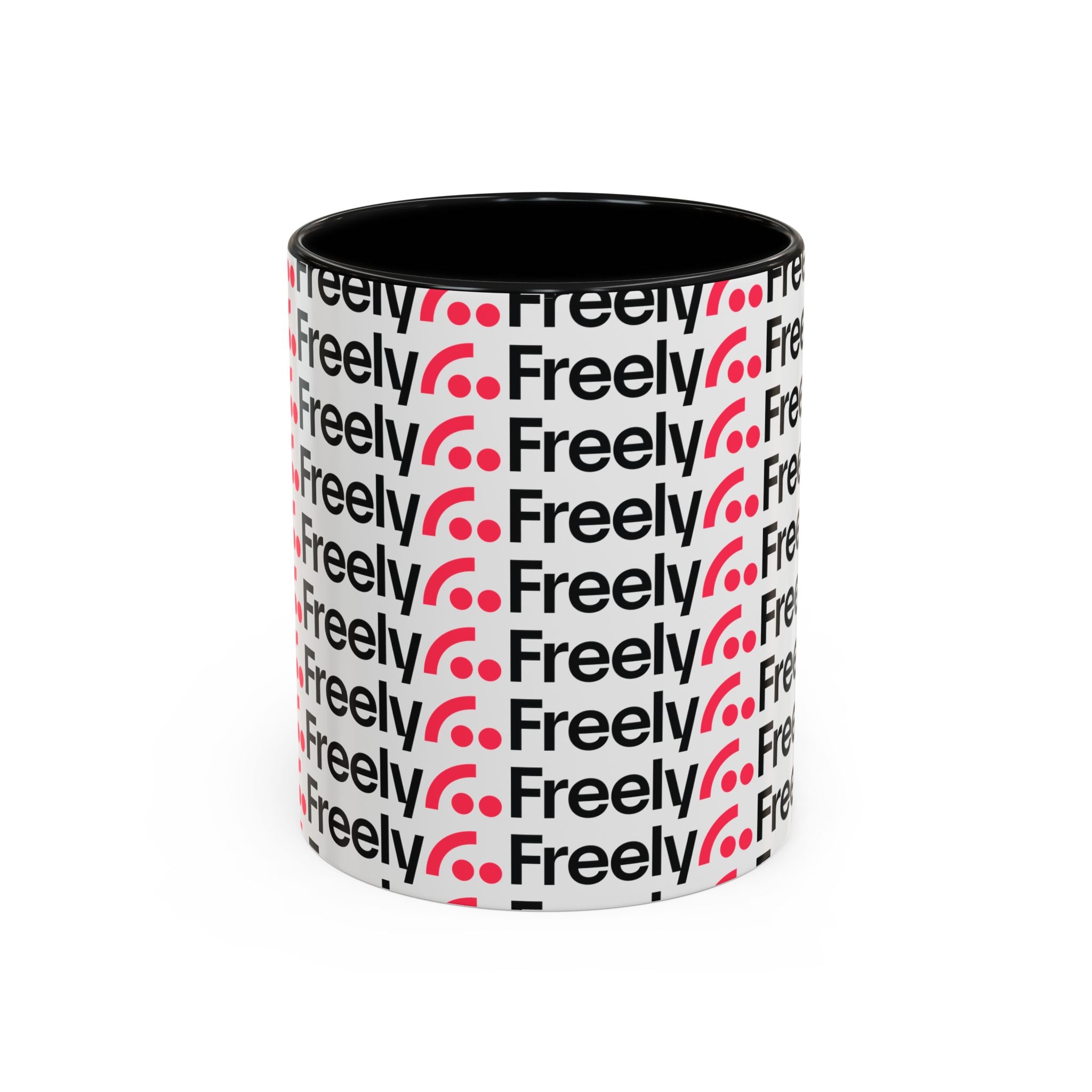 Freely UK TV Pattern Accent Coffee Mug — 11/15oz Repeating Logo Ceramic Mug