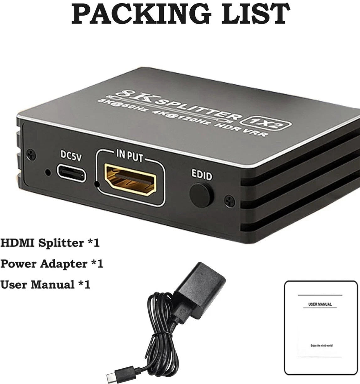 Hdmi 2.1 Splitter 2/4 Way 1 Device to 2/4 Displays with Smart Edid 8K 60Hz HDMI 2.1