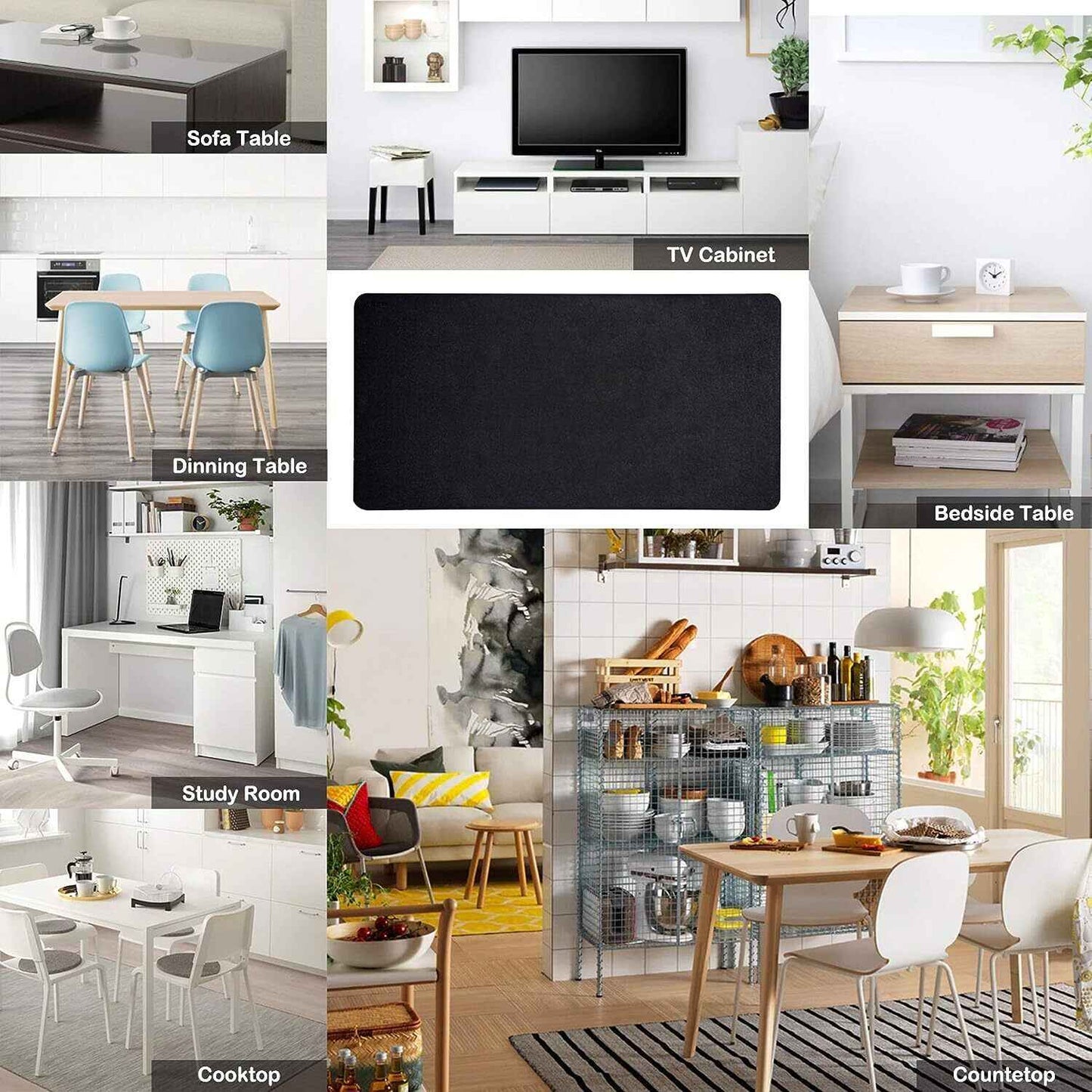 Desk Protector Faux Leather Reversible for Office and Home Black & Red 80cm*40cm