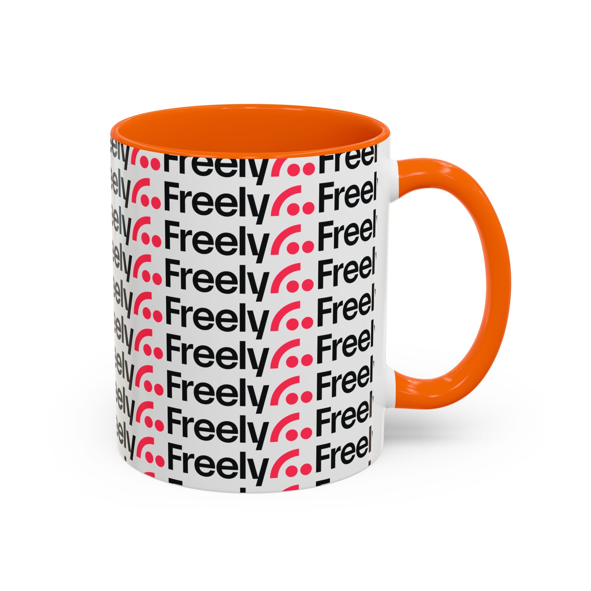 Freely UK TV Pattern Accent Coffee Mug — 11/15oz Repeating Logo Ceramic Mug