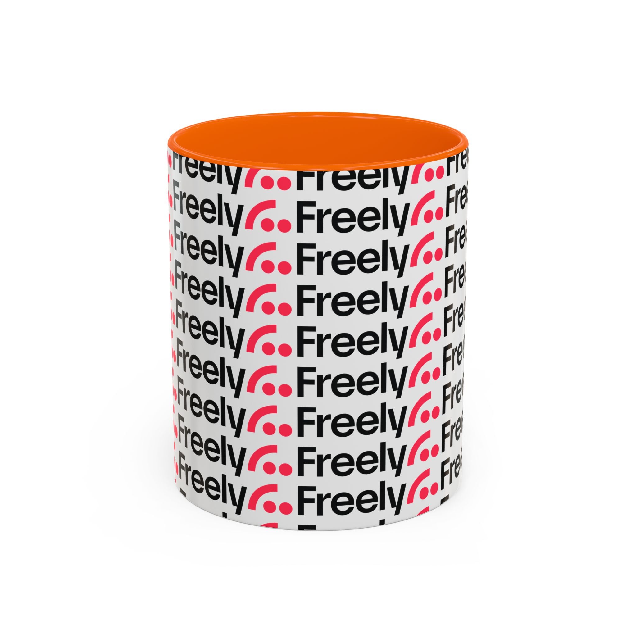 Freely UK TV Pattern Accent Coffee Mug — 11/15oz Repeating Logo Ceramic Mug