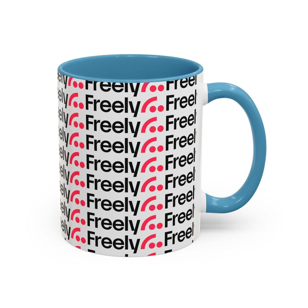 Freely UK TV Pattern Accent Coffee Mug — 11/15oz Repeating Logo Ceramic Mug