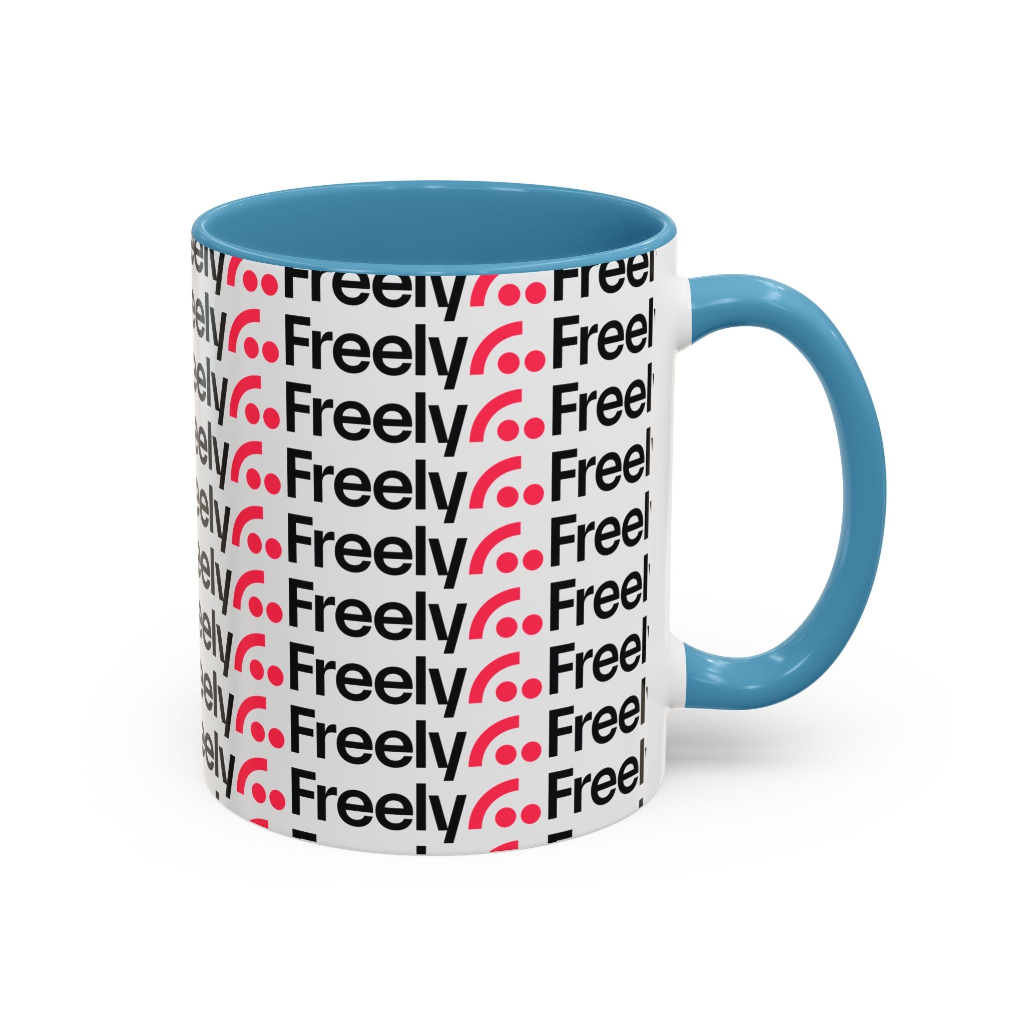 Freely UK TV Pattern Accent Coffee Mug — 11/15oz Repeating Logo Ceramic Mug