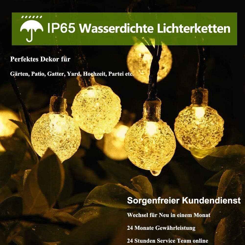 60 LED Solar String Lights 36ft/11m Warm White Fairy Lights for Outdoor & Indoor