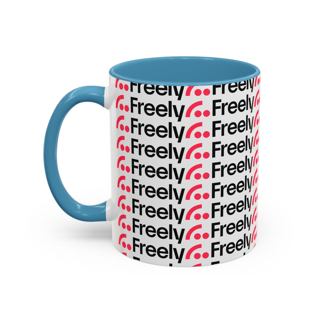Freely UK TV Pattern Accent Coffee Mug — 11/15oz Repeating Logo Ceramic Mug