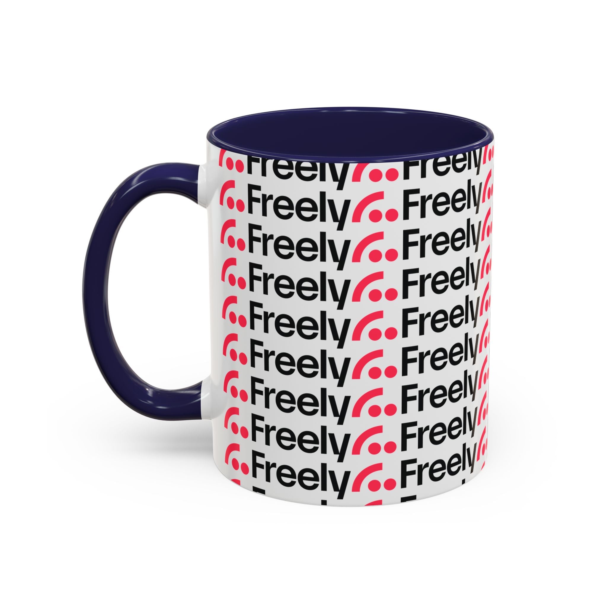 Freely UK TV Pattern Accent Coffee Mug — 11/15oz Repeating Logo Ceramic Mug
