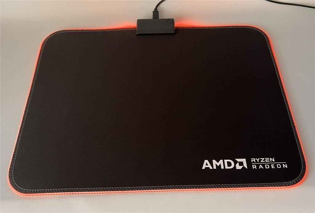 Gaming Mouse Pad AMD Red Led Light-Up Anti Slip 36.5 X 25.5cm for PC and Laptop