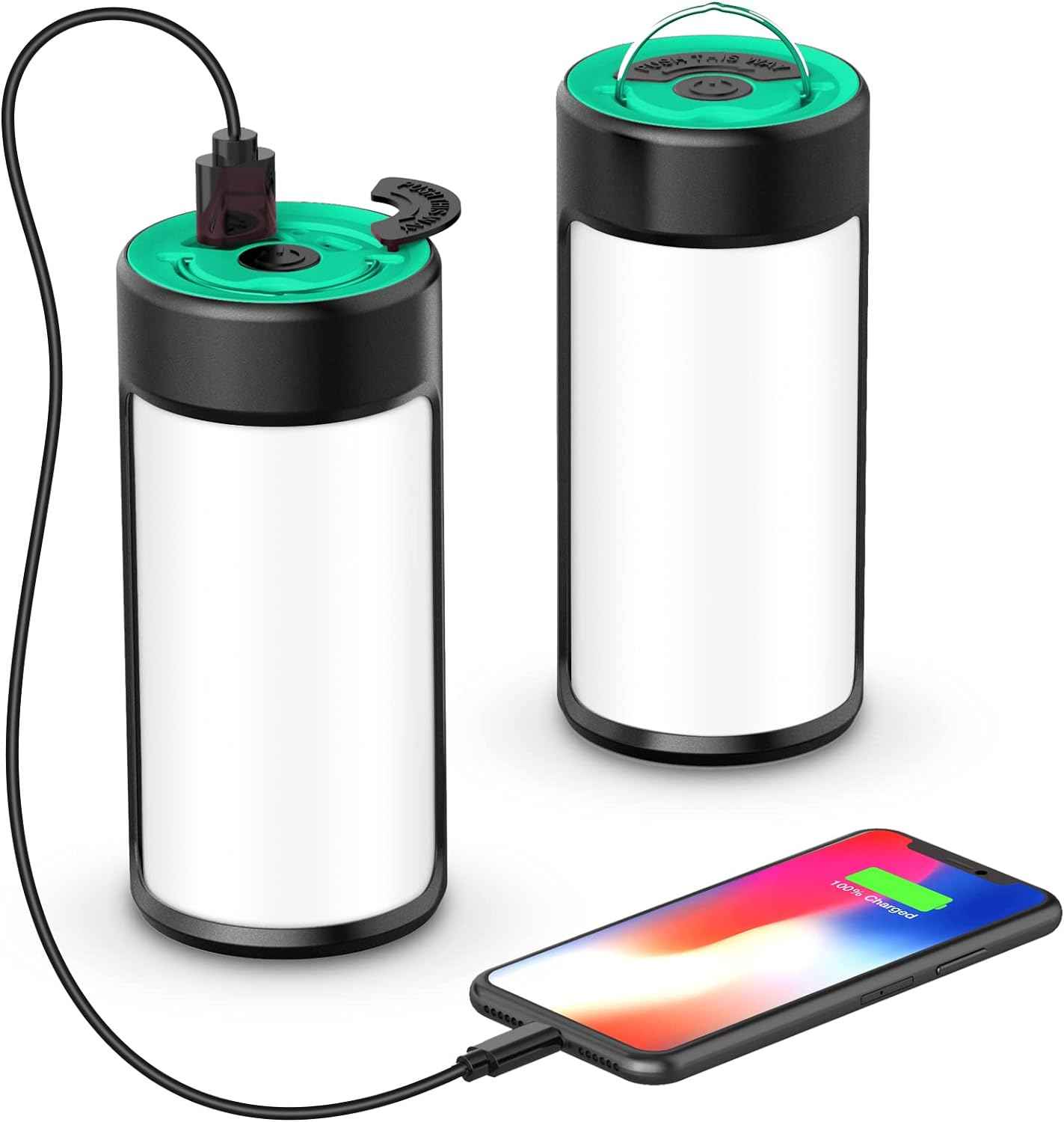 Rechargeable Camping Lights LED 400LM 5 Light Modes also Charges Phones - 2 Pack