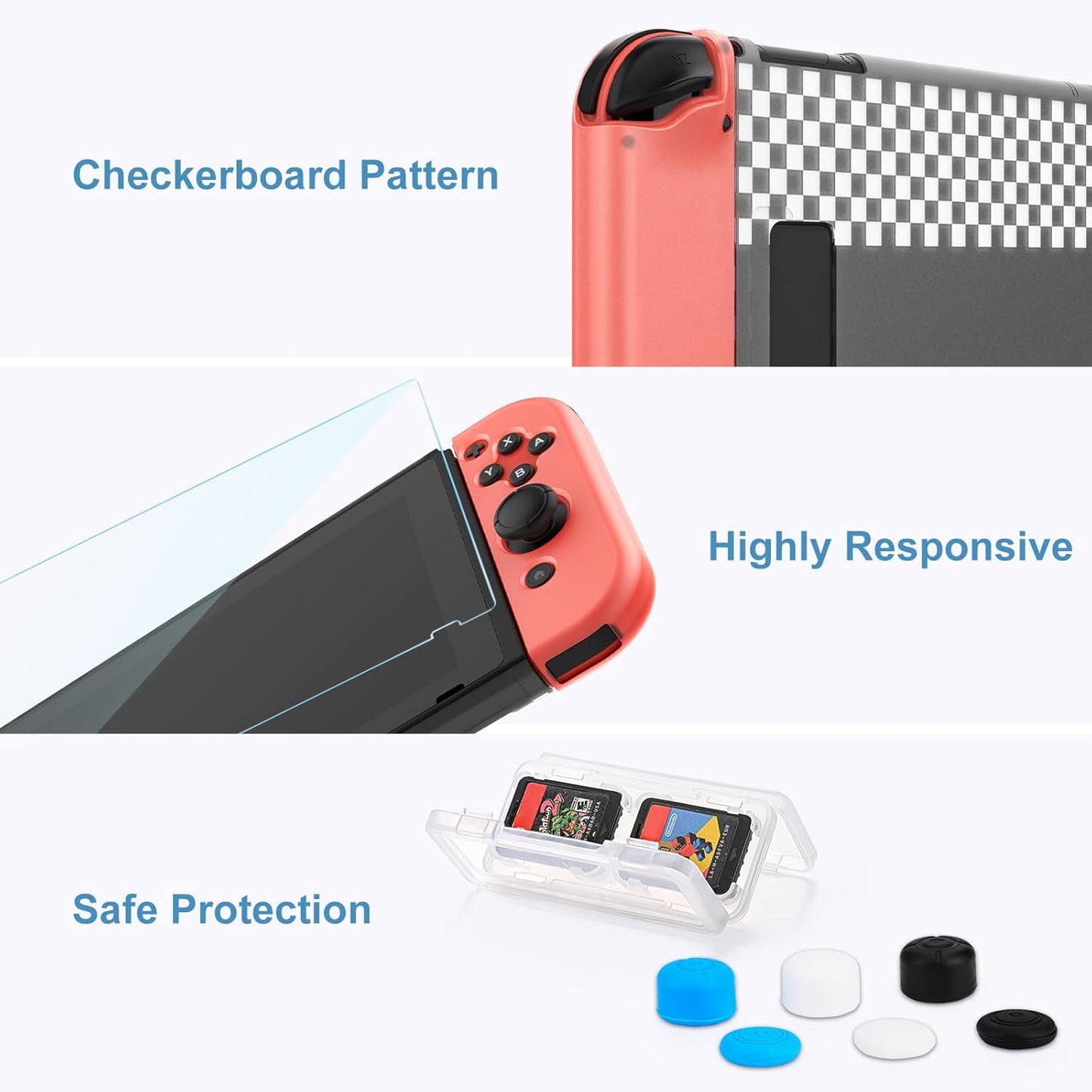 Nintendo Switch Case 13 in 1 Switch Accessories Denim Case with 9 Card Slots