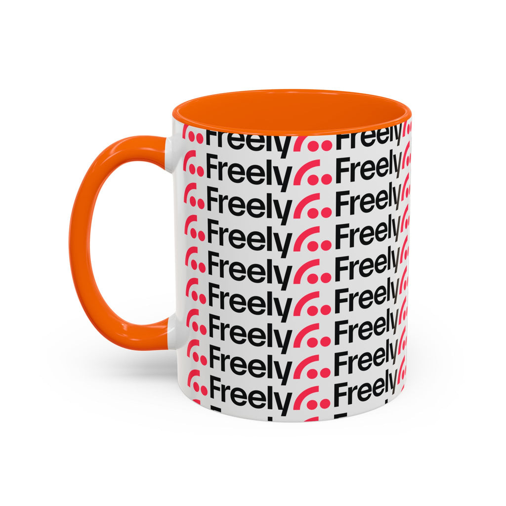 Freely UK TV Pattern Accent Coffee Mug — 11/15oz Repeating Logo Ceramic Mug