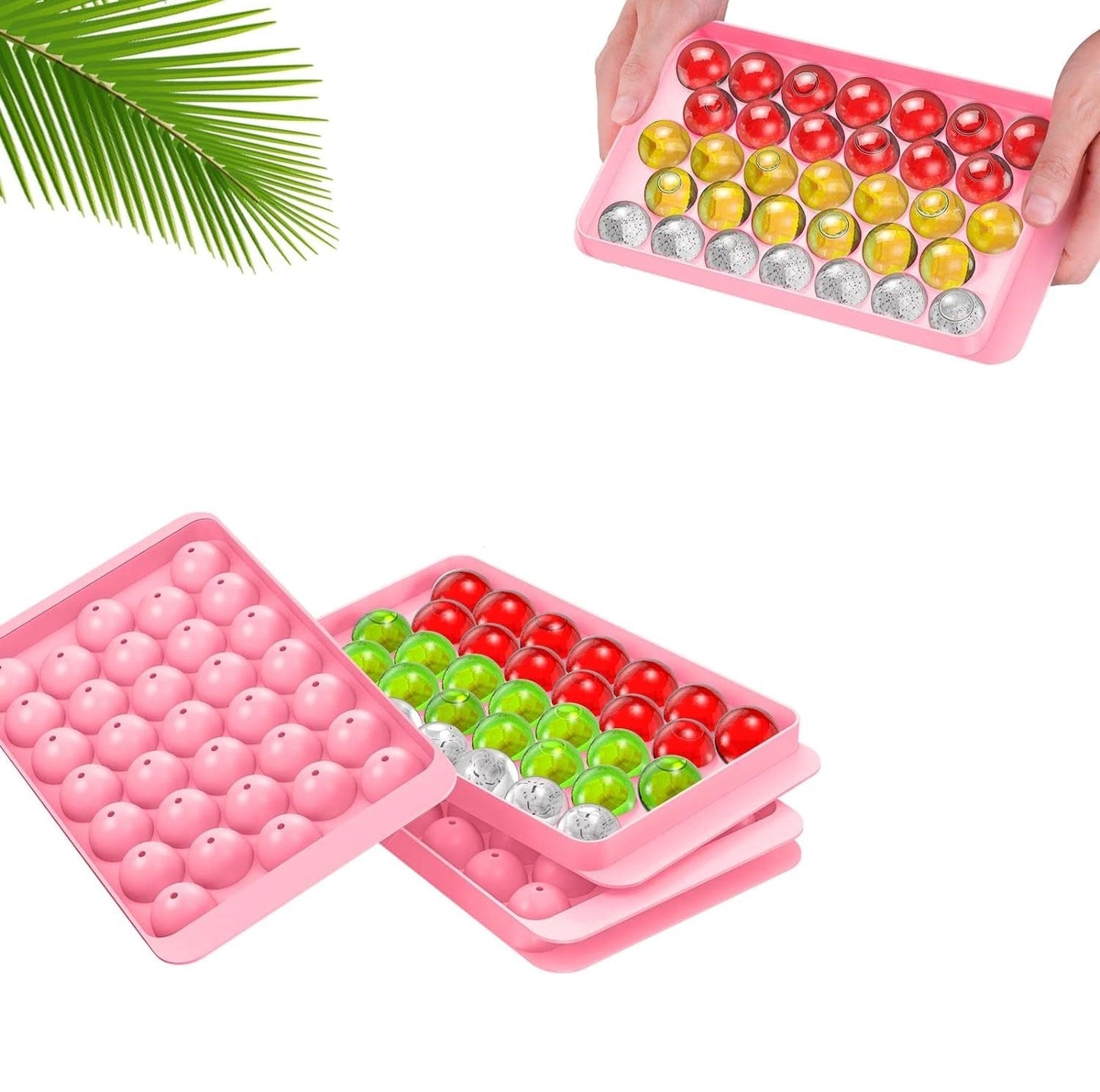 Premium Ice Cube Tray With Container Scoop & Tongs BPA Free Makes 66 Ice Balls