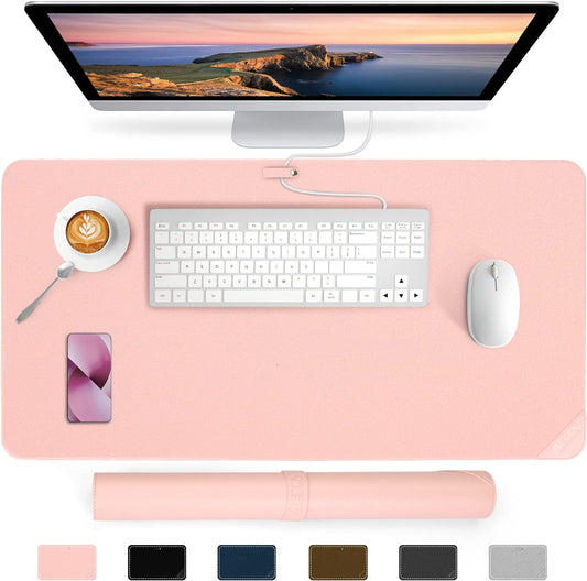 Desk Protector Waterproof Desk Pad Premium PU Leather Colour Pastel Pink 80 x 40