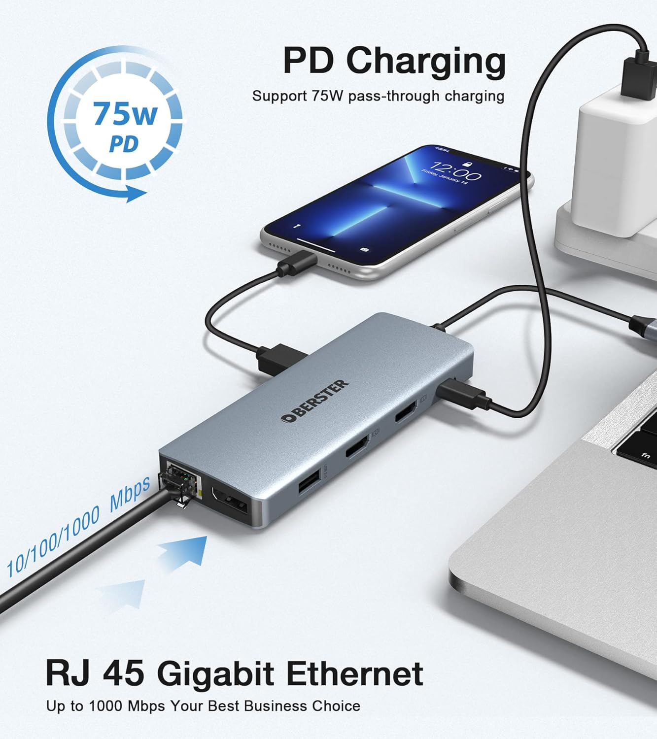 USB-C Docking Station 12-in-1 for Win/Mac with Triple Display Multi-Functional