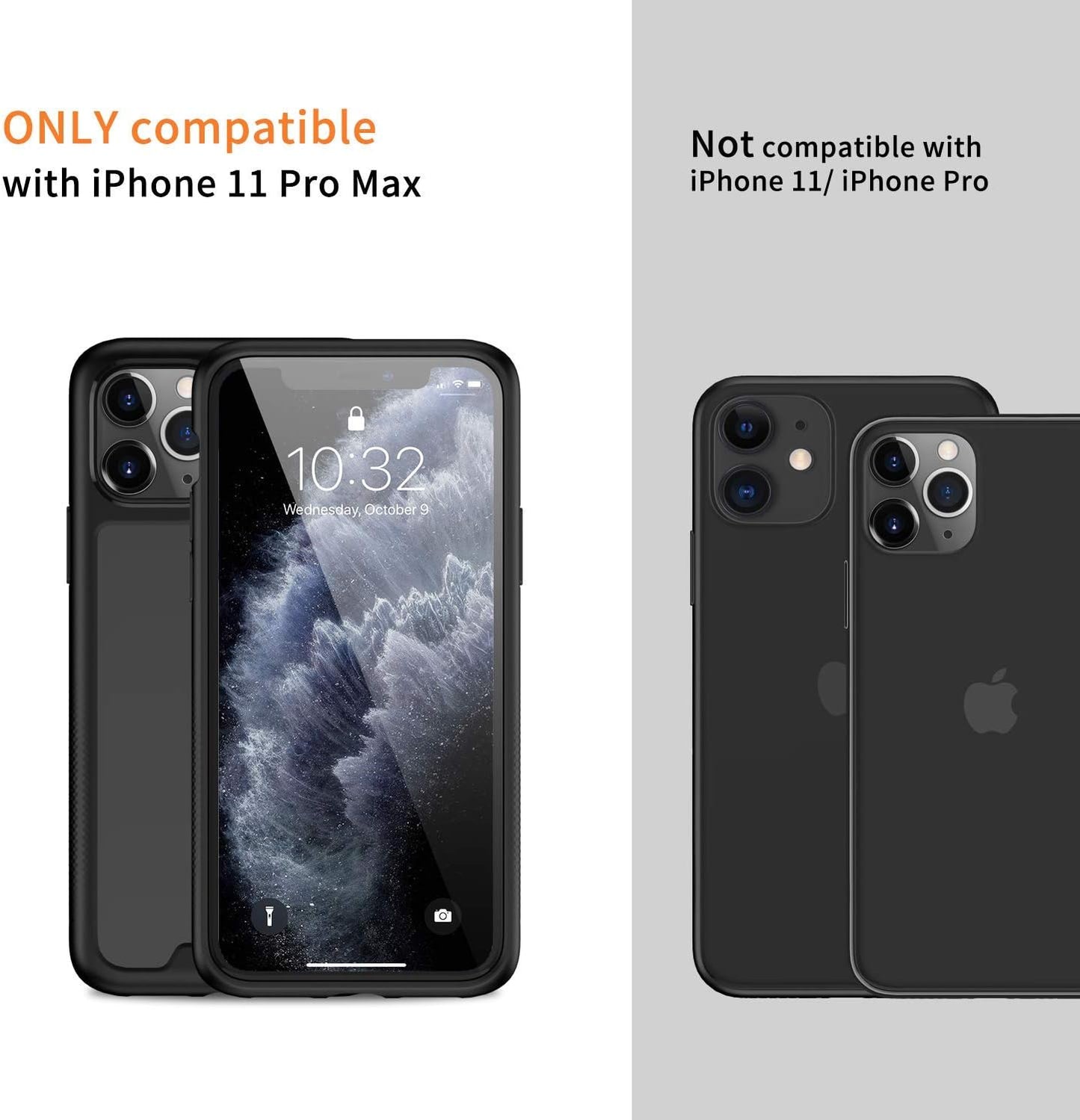 Black Banded 11 Pro Max Case Ultra Clear Hard Back Scratch-Resistant Hard Case